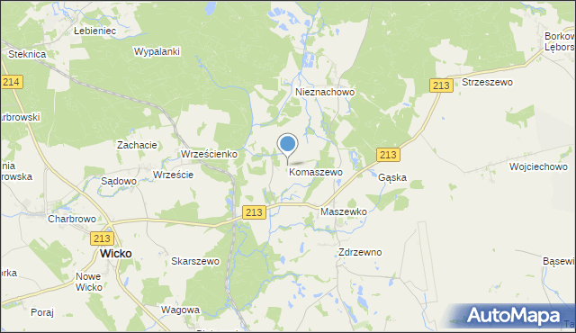 mapa Komaszewo, Komaszewo na mapie Targeo