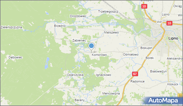 mapa Komorowo, Komorowo gmina Lipno na mapie Targeo