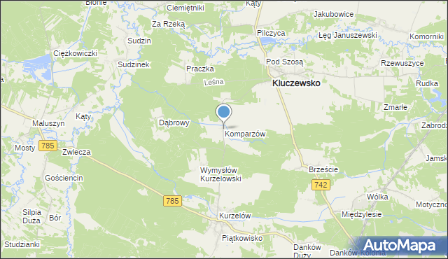 mapa Komparzów, Komparzów na mapie Targeo