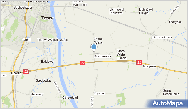 mapa Kończewice, Kończewice gmina Miłoradz na mapie Targeo