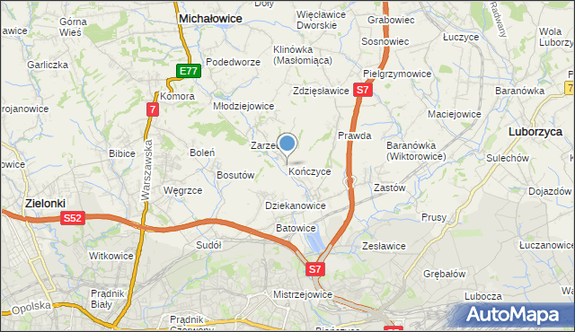 mapa Kończyce, Kończyce gmina Michałowice na mapie Targeo