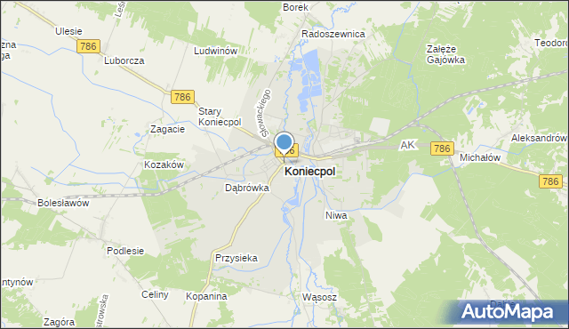 mapa Koniecpol, Koniecpol na mapie Targeo