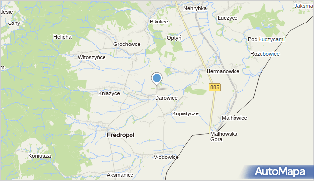 mapa Koniuszki, Koniuszki gmina Fredropol na mapie Targeo