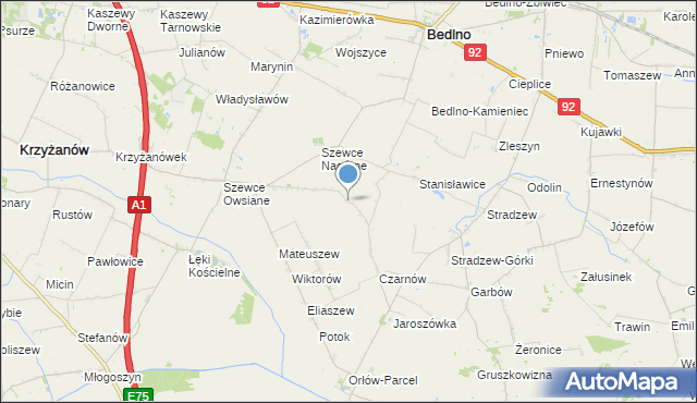 mapa Konstantynów, Konstantynów gmina Bedlno na mapie Targeo