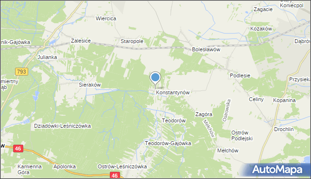 mapa Konstantynów, Konstantynów gmina Lelów na mapie Targeo