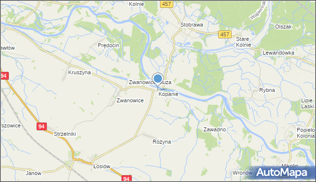 mapa Kopanie, Kopanie gmina Skarbimierz na mapie Targeo