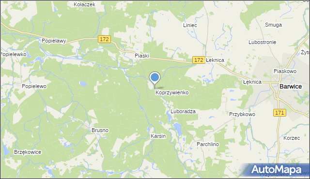 mapa Koprzywienko, Koprzywienko na mapie Targeo