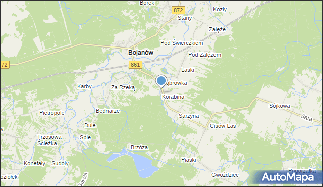 mapa Korabina, Korabina na mapie Targeo