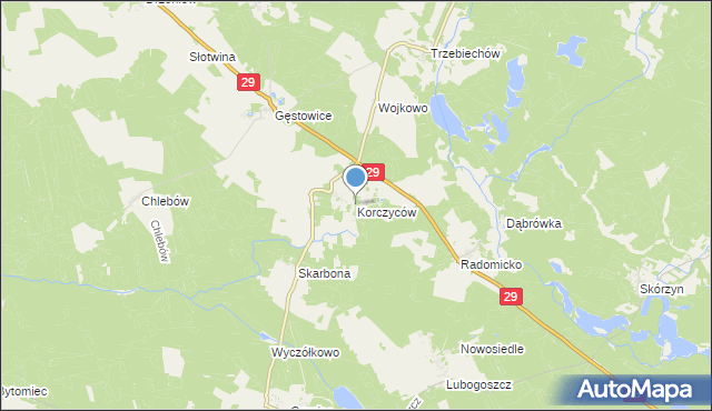 mapa Korczyców, Korczyców na mapie Targeo