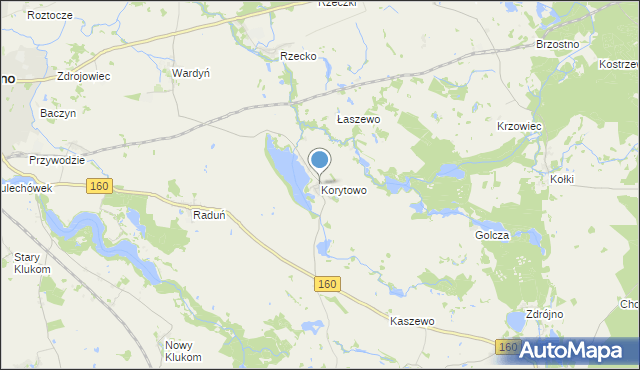 mapa Korytowo, Korytowo gmina Choszczno na mapie Targeo