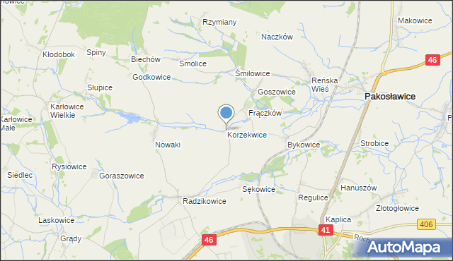 mapa Korzekwice, Korzekwice na mapie Targeo