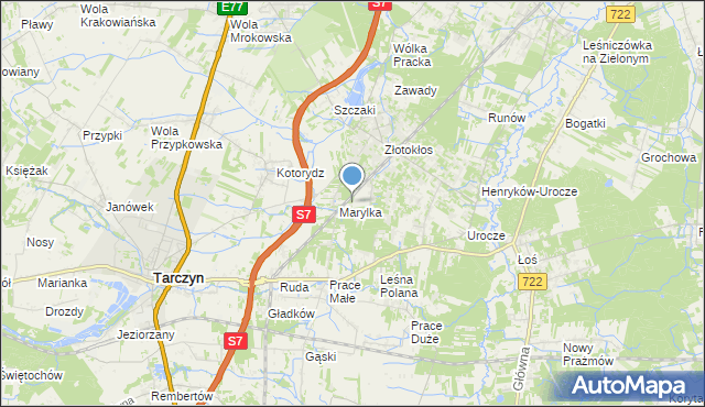 mapa Korzeniówka, Korzeniówka gmina Tarczyn na mapie Targeo