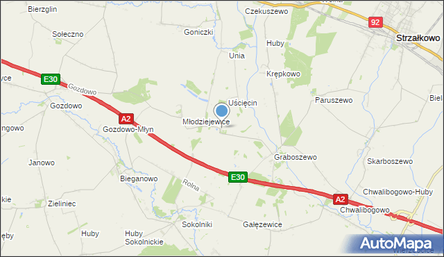 mapa Kościanki, Kościanki gmina Strzałkowo na mapie Targeo