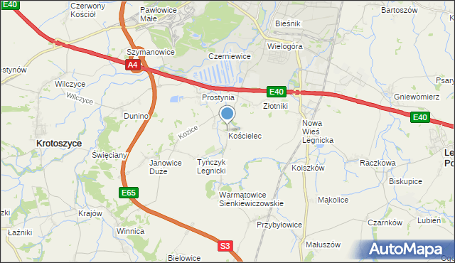 mapa Kościelec, Kościelec gmina Krotoszyce na mapie Targeo