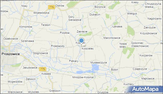 mapa Kościelec, Kościelec gmina Proszowice na mapie Targeo