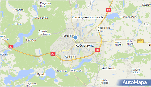 mapa Kościerzyna, Kościerzyna na mapie Targeo