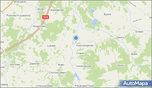 mapa Kościukowicze, Kościukowicze na mapie Targeo