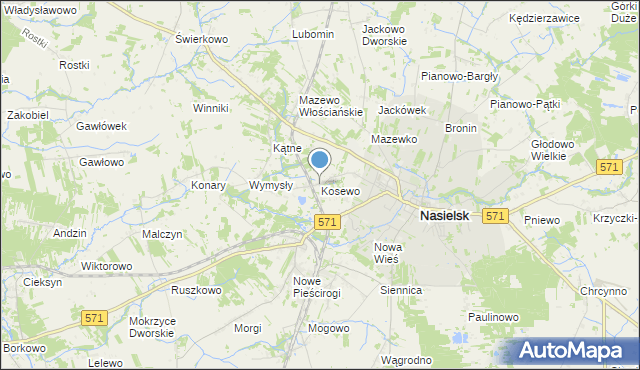 mapa Kosewo, Kosewo gmina Nasielsk na mapie Targeo