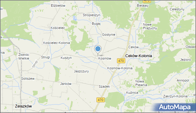 mapa Kosmów, Kosmów gmina Ceków-Kolonia na mapie Targeo
