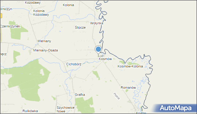 mapa Kosmów, Kosmów gmina Hrubieszów na mapie Targeo