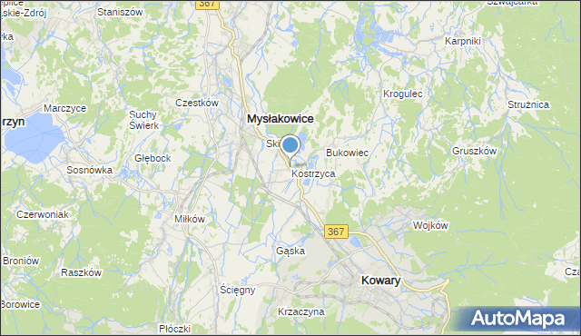 mapa Kostrzyca, Kostrzyca na mapie Targeo