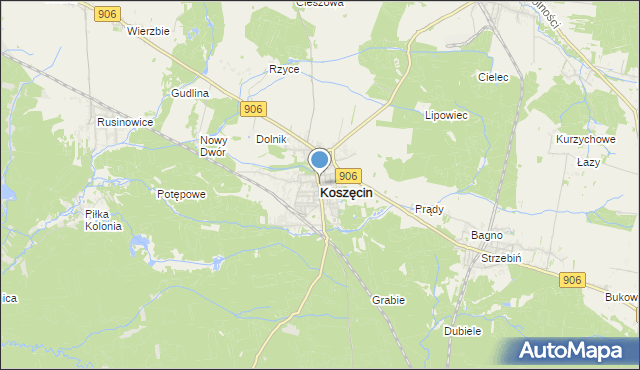 mapa Koszęcin, Koszęcin powiat lubliniecki na mapie Targeo