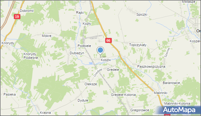 mapa Koszki, Koszki na mapie Targeo