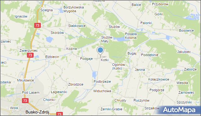 mapa Kotki, Kotki gmina Busko-Zdrój na mapie Targeo