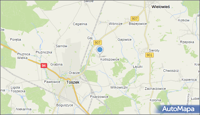 mapa Kotliszowice, Kotliszowice na mapie Targeo