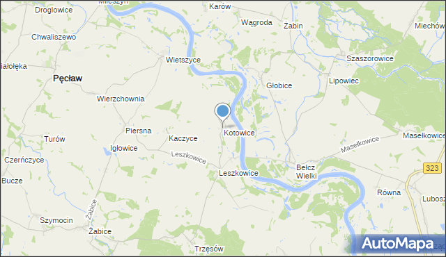 mapa Kotowice, Kotowice gmina Pęcław na mapie Targeo