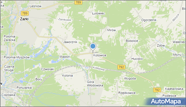 mapa Kotowice, Kotowice gmina Żarki na mapie Targeo