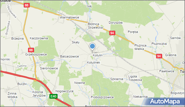 mapa Kotulin, Kotulin gmina Toszek na mapie Targeo