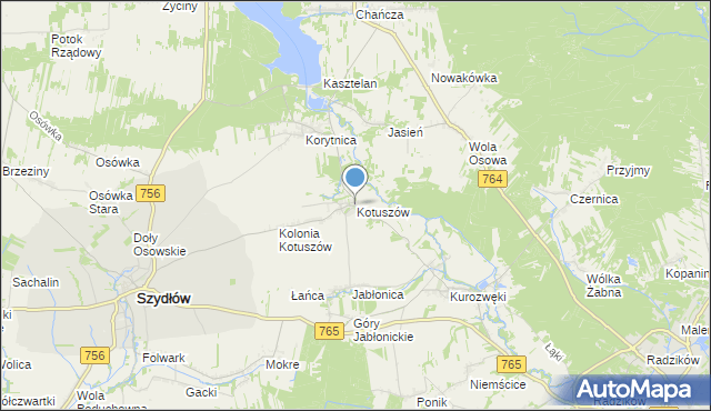 mapa Kotuszów, Kotuszów gmina Szydłów na mapie Targeo