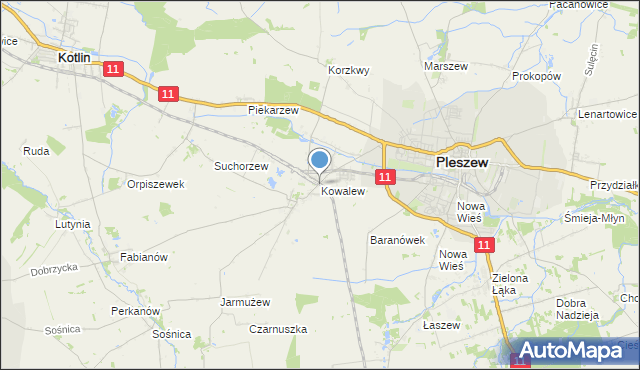 mapa Kowalew, Kowalew gmina Pleszew na mapie Targeo