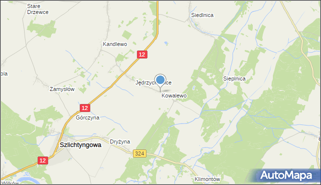mapa Kowalewo, Kowalewo gmina Szlichtyngowa na mapie Targeo