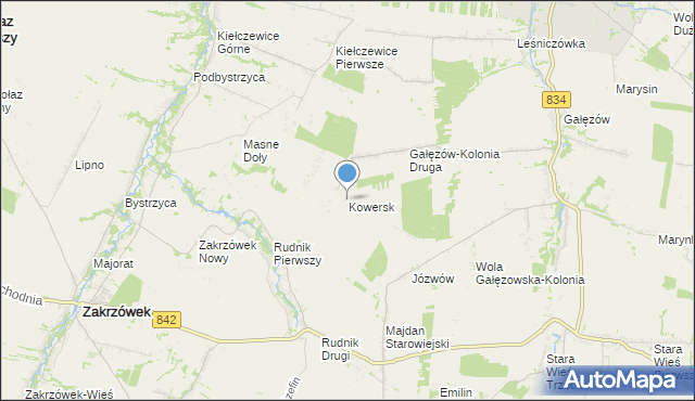 mapa Kowersk, Kowersk na mapie Targeo