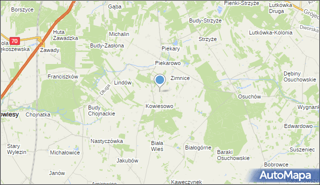 mapa Kowiesy, Kowiesy gmina Mszczonów na mapie Targeo