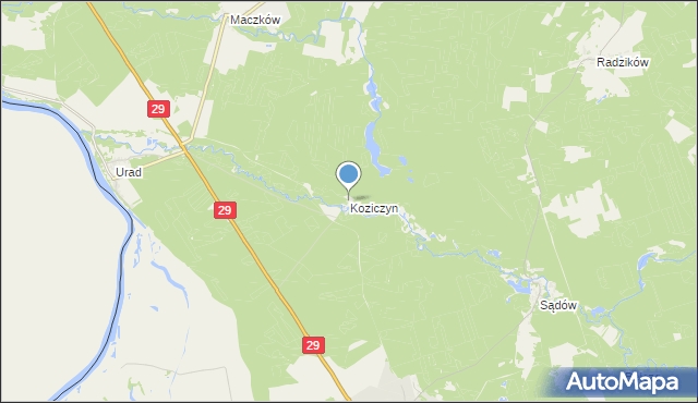 mapa Koziczyn, Koziczyn gmina Cybinka na mapie Targeo