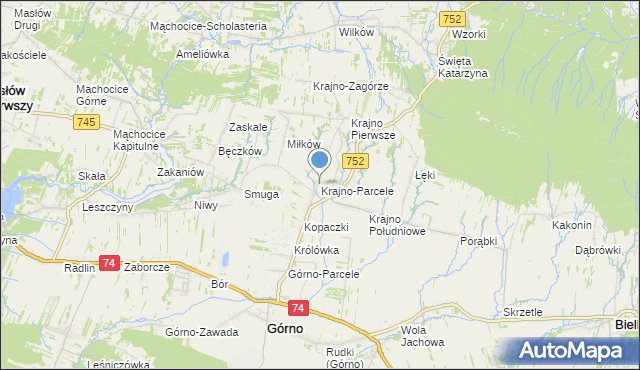 mapa Krajno-Parcele, Krajno-Parcele na mapie Targeo