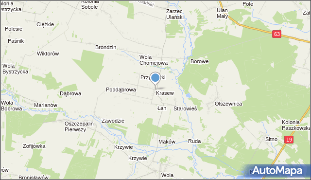 mapa Krasew, Krasew na mapie Targeo