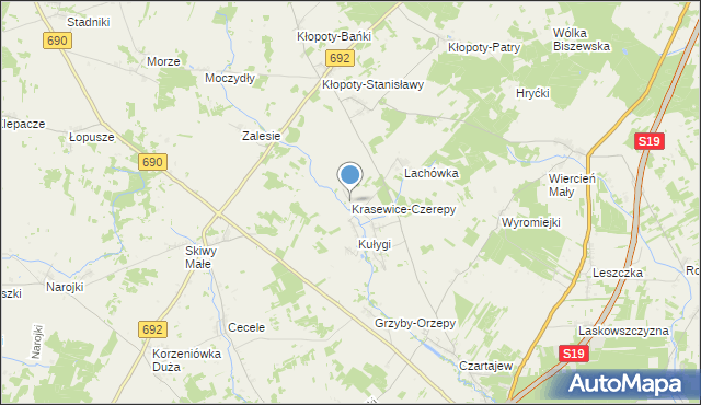 mapa Krasewice-Czerepy, Krasewice-Czerepy na mapie Targeo