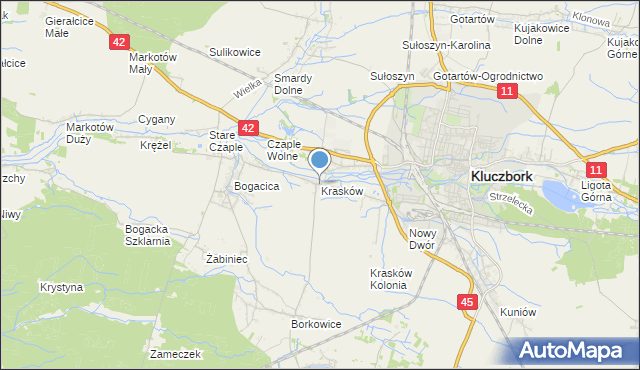 mapa Krasków, Krasków gmina Kluczbork na mapie Targeo