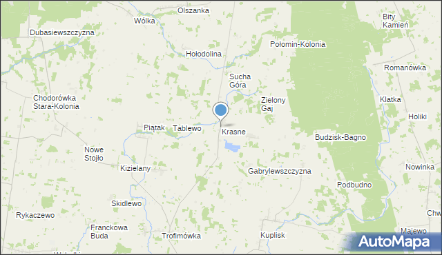 mapa Krasne, Krasne gmina Janów na mapie Targeo