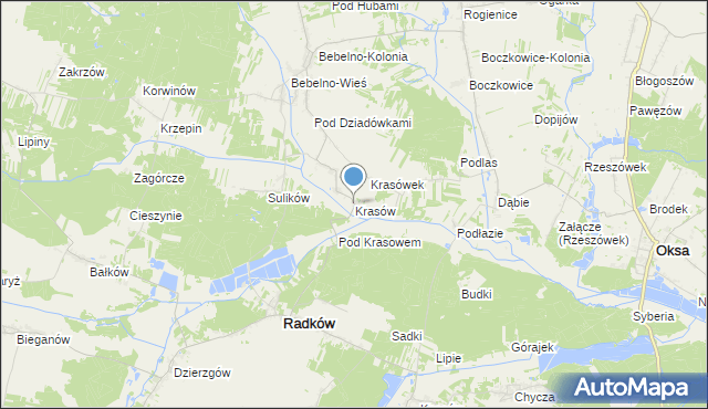 mapa Krasów, Krasów gmina Radków na mapie Targeo