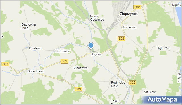 mapa Kręcko, Kręcko na mapie Targeo