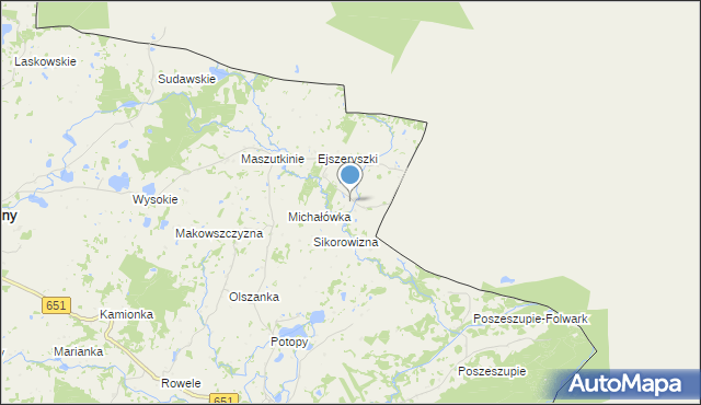 mapa Krejwiany, Krejwiany gmina Rutka-Tartak na mapie Targeo