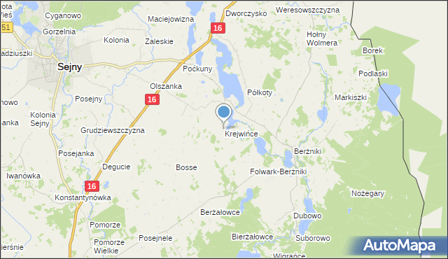 mapa Krejwińce, Krejwińce na mapie Targeo