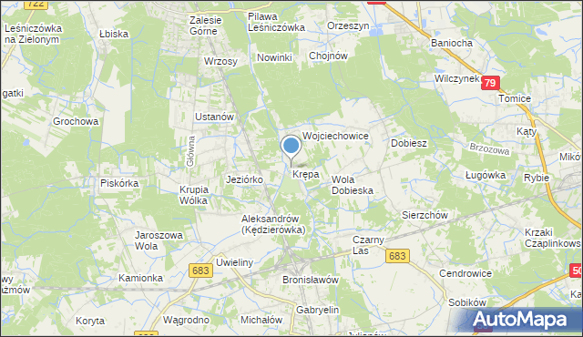 mapa Krępa, Krępa gmina Prażmów na mapie Targeo