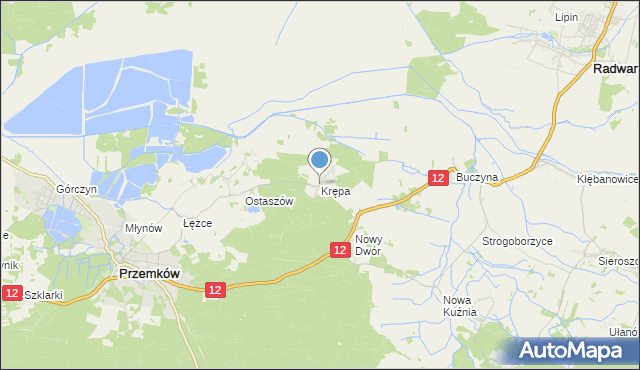 mapa Krępa, Krępa gmina Przemków na mapie Targeo