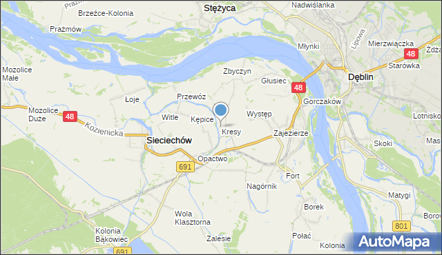 mapa Kresy, Kresy gmina Sieciechów na mapie Targeo